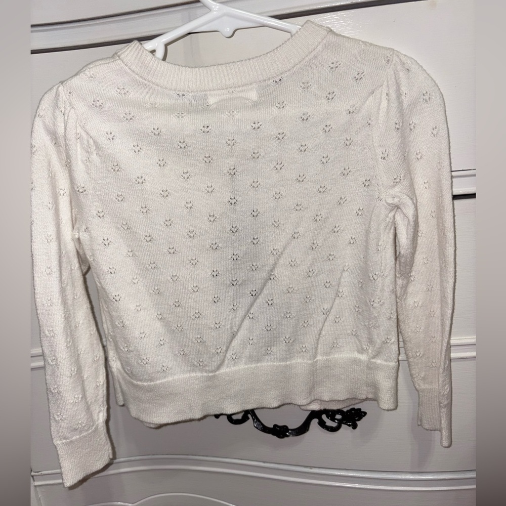 Cat & Jack White Pointelle Button Up Cardigan 2T Girl - Picture 6 of 6